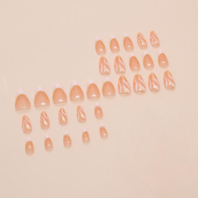 Lösnaglar Bär Naglar Falska Naglar Fransk Våg Avtagbara Nageldekorationsplattor Enkla Nagellappar 30 Plattor