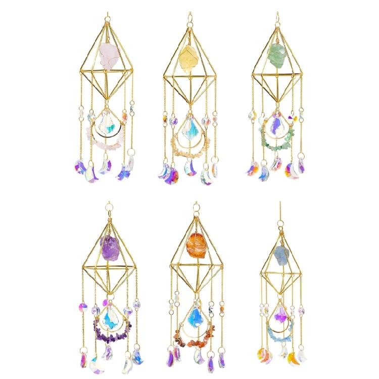 Garden Rainbows Prisms Suncatchers Outdoor Hanging Crystal Catchers Pendants Wind Chimes Catching Ornaments Home Party