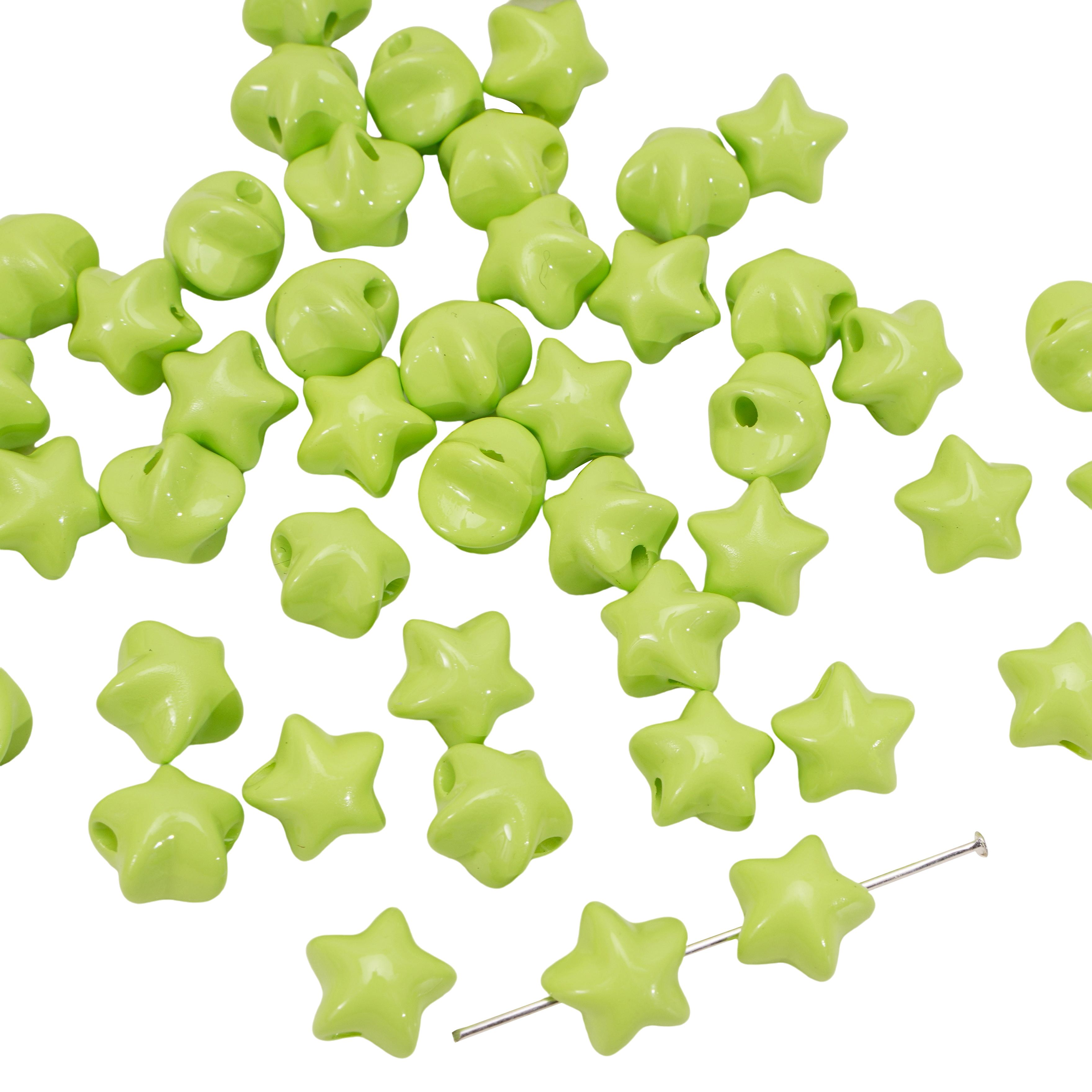 

5Pcs Acrylic Star Beads Charms DIY Bracelet Necklace For Jewelry Making Accessories зелений