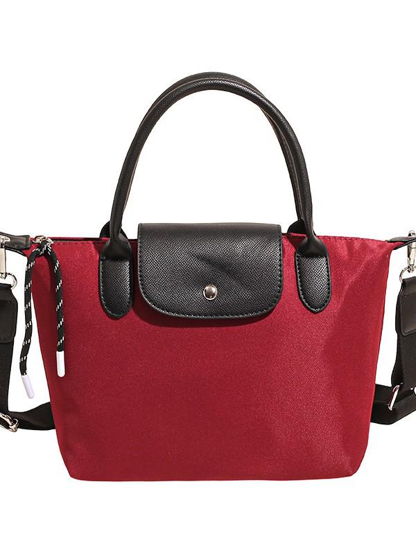 Minimalist Color-Block Oxford Cloth Handbag: Versatile, Fashionable Shoulder Bag with Unique Texture.