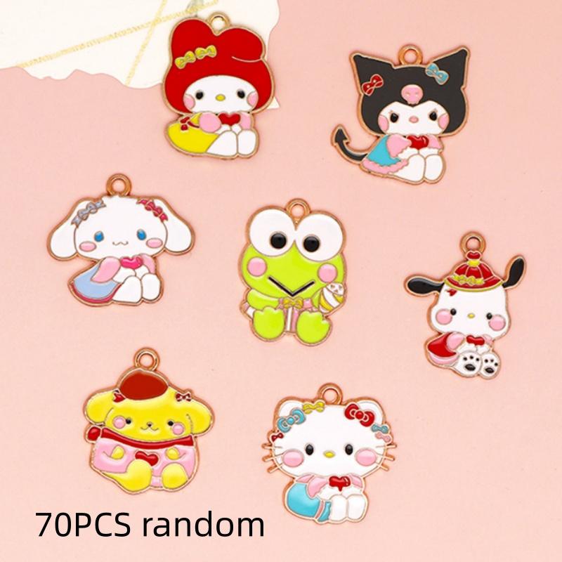 14/70PCS Cartoon Shy Animal Drip Oil Earrings DIY Jewelry Bag Keychain Bracelet Pendant Handmade Material