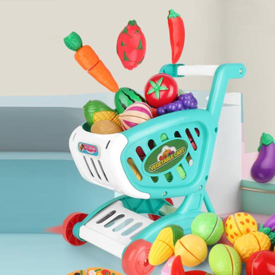 Experiență practică realistă în scenă Culoare strălucitoare pentru copii Supermarket Push Troler Educație Casă de joacă Jucărie pentru divertisment Pretinde