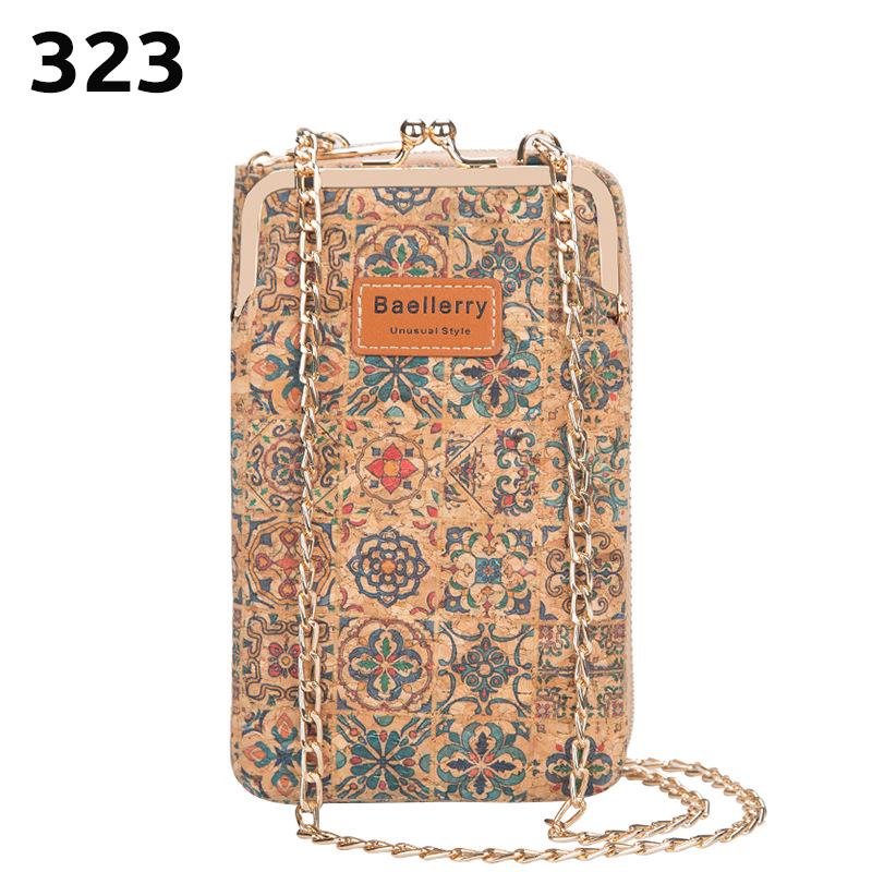 Baellerry Women's Large Capacity Crossbody Wallet - Fashion Wood Grain, Multi-Card Slot, Phone Bag, Korean Style