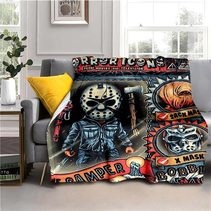 

Одеяло с ужасом, мягкое плюшевое одеяло с загадочным персонажем, легкие флисовые одеяла для дивана-кровати, всесезонное теплое одеяло 75x100cm (30x40inch)