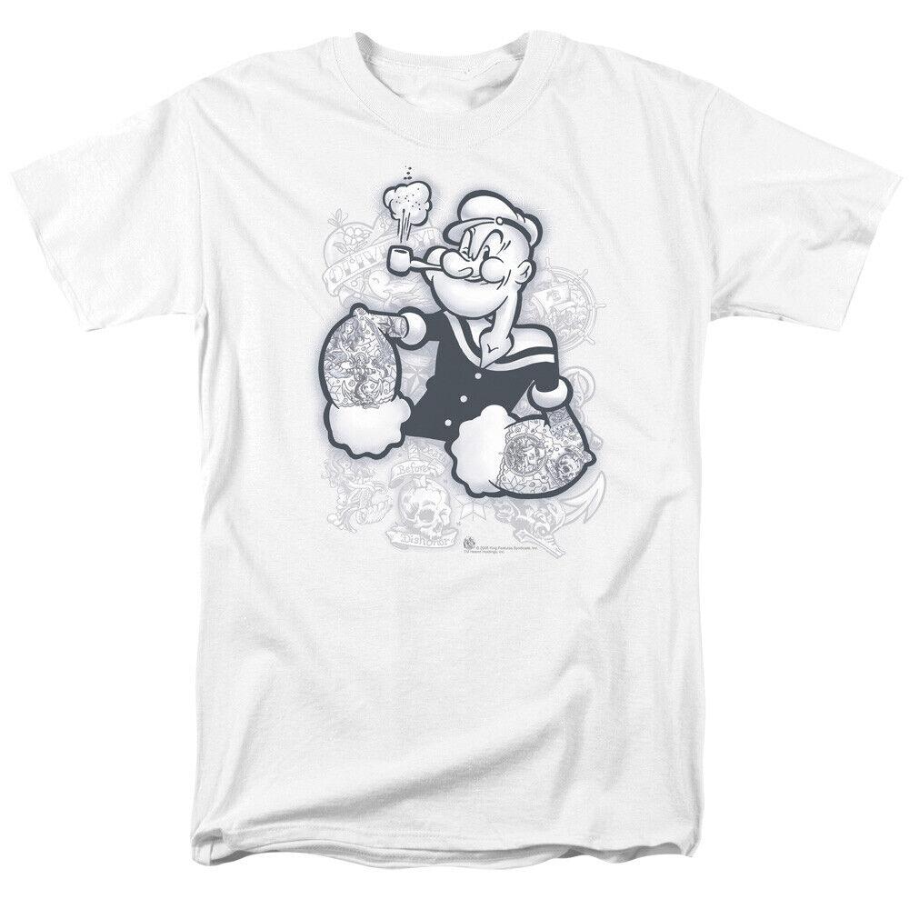 26 Popeye Tattooed T Shirt Licensed Comic Book Cartoon Tee White Unisex T-Shirt