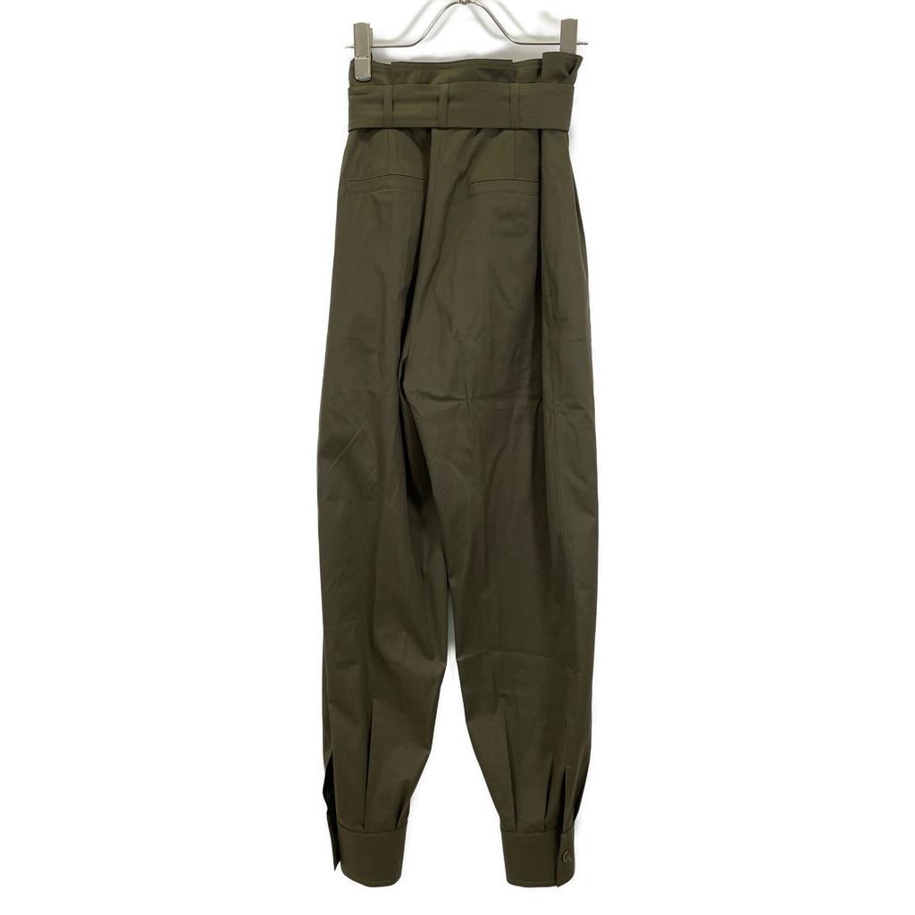 Max Mara 113109126 Khaki Cotton Belted Trousers Bottoms 42 khakiUsed