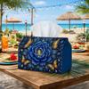 1pc Midnight Blue Peony Butterfly Tissue Box - Golden Floral Luminous Napkin Storage Box, Suitable for Rolls/Facial Tissues/Single Sheets, Multi-Funct