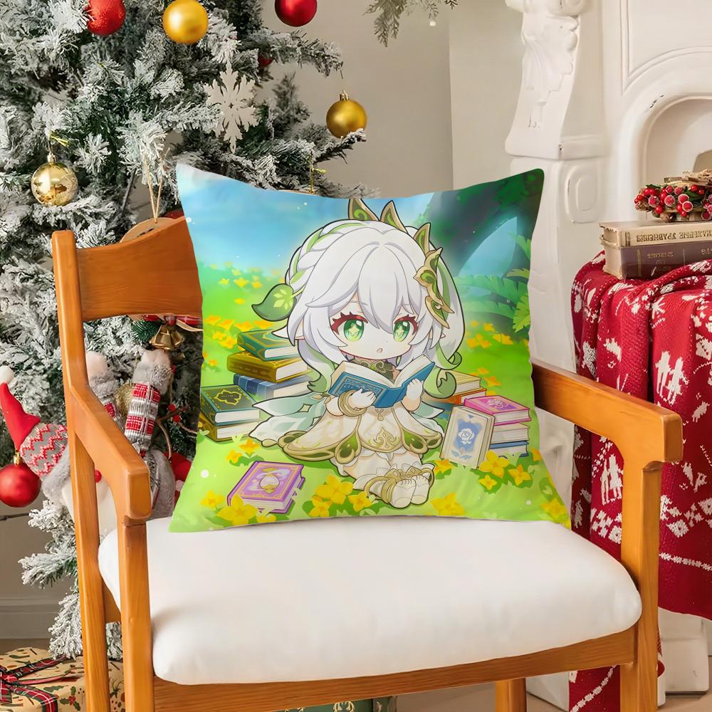 

Game Genshin ImpactG Cute Nahida Silky Short Plush with Invisible Zipper Dustproof Sofa Cushion Cover for Home Decor 30x30 cm