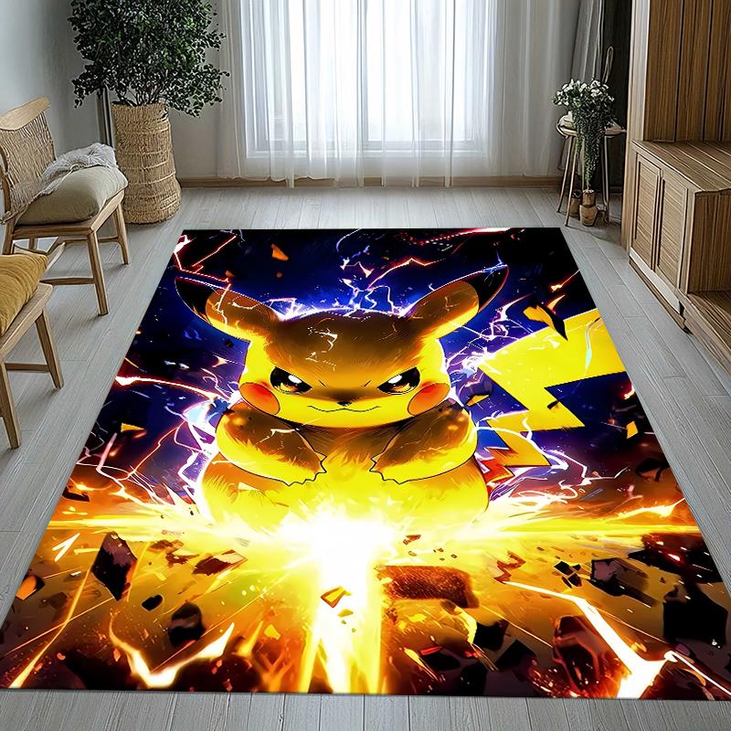 6 Style Pikachu Pokemon Living Room Non-Slip Area Rug Soft Carpet for Bedroom Kids Playroom Sofa,Home Decor Doormat Gift