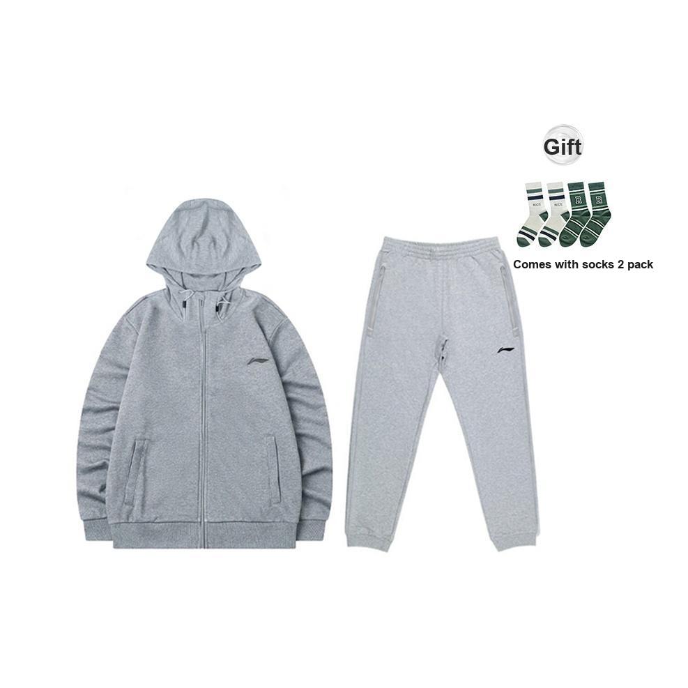 Li Ning Однотонный комплект спортивных штанов с капюшоном и худи Мужской AWDT611-2+AKLS473-3 4XL