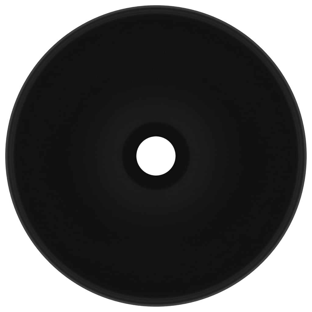 Luxury Round Wash Basin Matte Black 32.5 X 14 Cm Ceramic