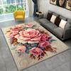 3D Floral Cross-Style Print Area Rug - Anti-Slip Floor Mat Heavyweight Polyester Carpet for Bedroom, Bathroom, Living Room,
