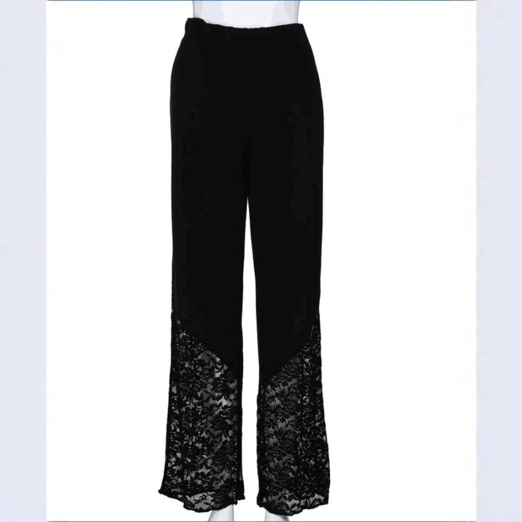 Women Casual Plus Size Lace Loose Wide Leg Leggings Sports Pants