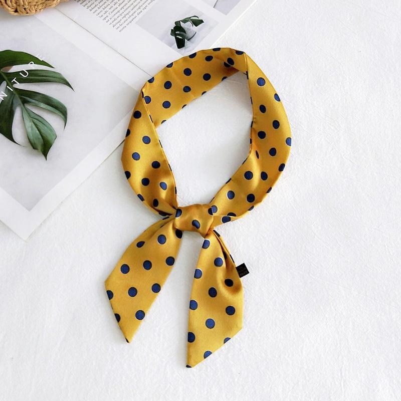 Fashion Dot Ribbon Silk Scarf Women Thin Neck Scarves Lady Small Shawls Narrow Female Neckerchief Dress Accessories