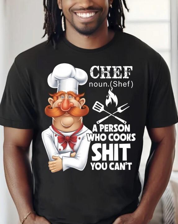 ШЕФ-ПОВАР Человек, который готовит, Ты не можешь Футболка, Смешная футболка для шеф-повара S-5XL, Унисекс футболка Gildan 5000 XXXL