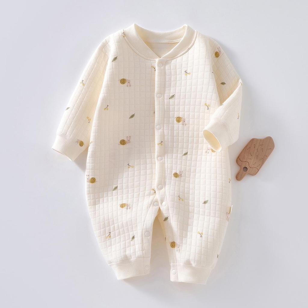 Unisex Gesteppter Baumwoll-Baby-Strampler - Warmer, leichter Neugeborenenanzug für Frühling & Herbst