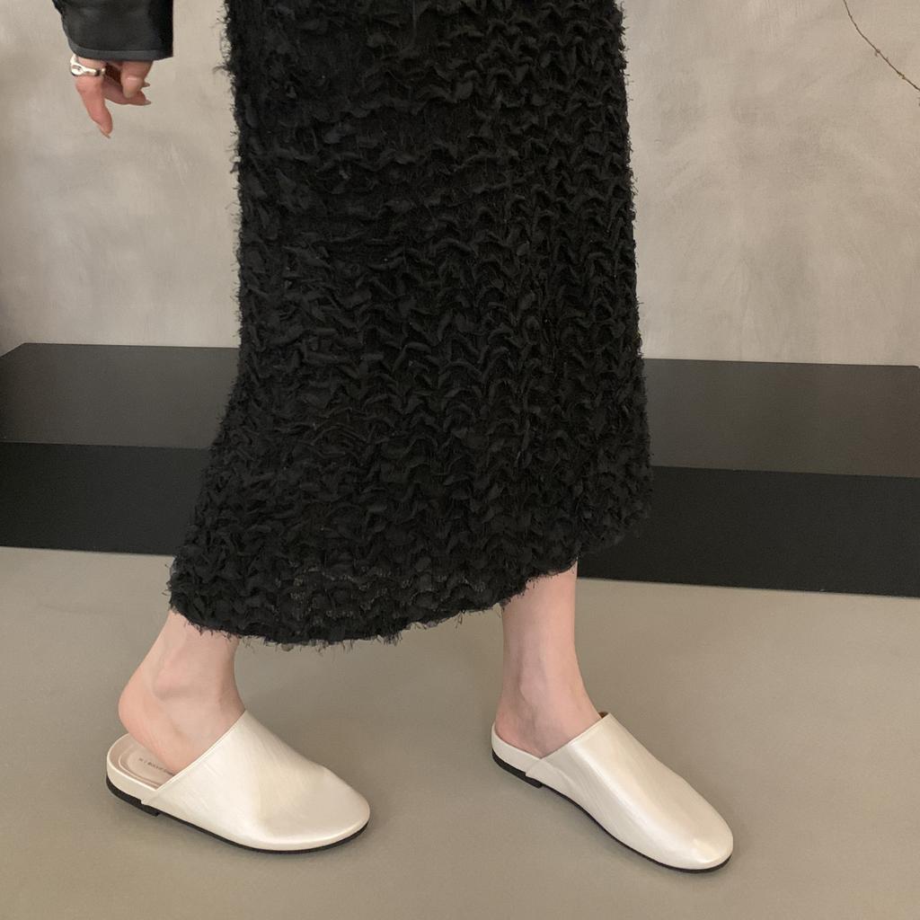 Fashion Bailamos New Brand Women Slipper Fashion Round Toe Slip On Mules Shoes Soft Flat Heel Outdoor Casual Slides Mules Shoes