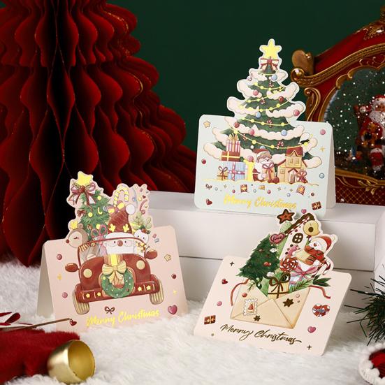 Yousheng 10 Pcs Christmas Greeting Card Gold Stamping Blank Xmas Postcards 3.9 X 5.3 Inch Merry Christmas Cards for Friends Family
