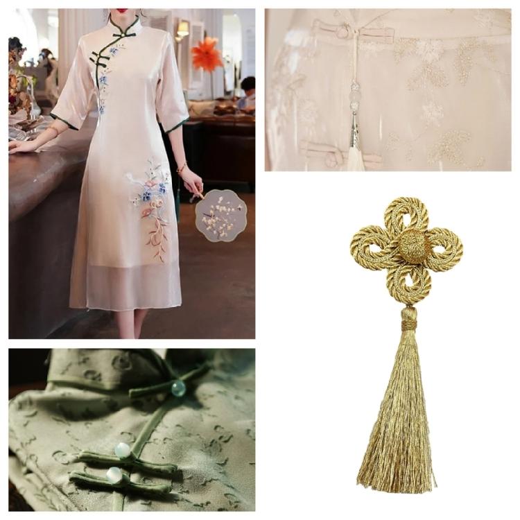 Gold Wrie Clovers Tassels Pendant Elegant Handcrafts Tassels Kits For Bridal Wear And Formal Occasion Garment Decoration