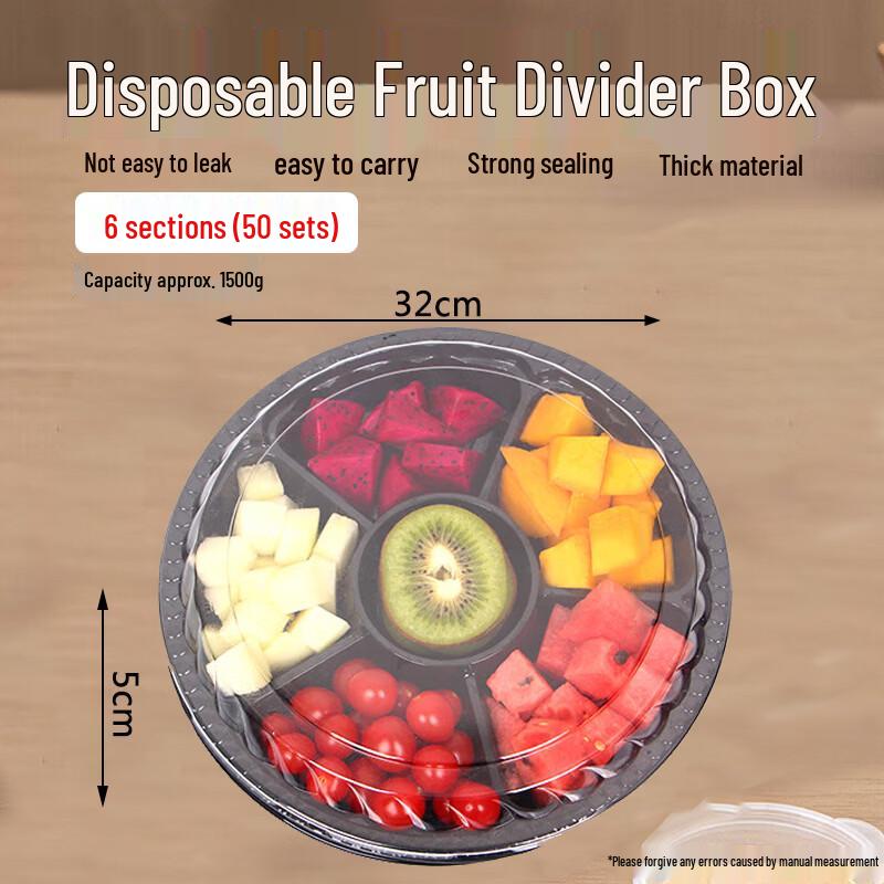 Homeglen Disposable Plastic Divided Fruit Container with Lid