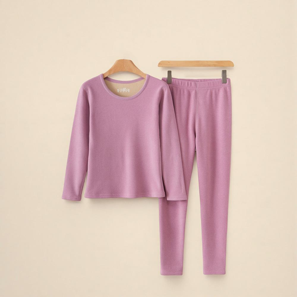 Koala Fleece Women's Extra Thick Alpaca Wool Underwear Set - Fleece-Lined, Round Neck Warmwear for Middle-Aged and Elderly.