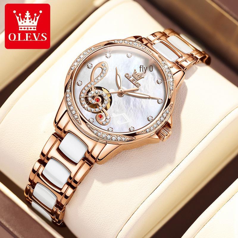 Olitis Women's Automatic Diamond Mechanical Watch with Musical Note Dial