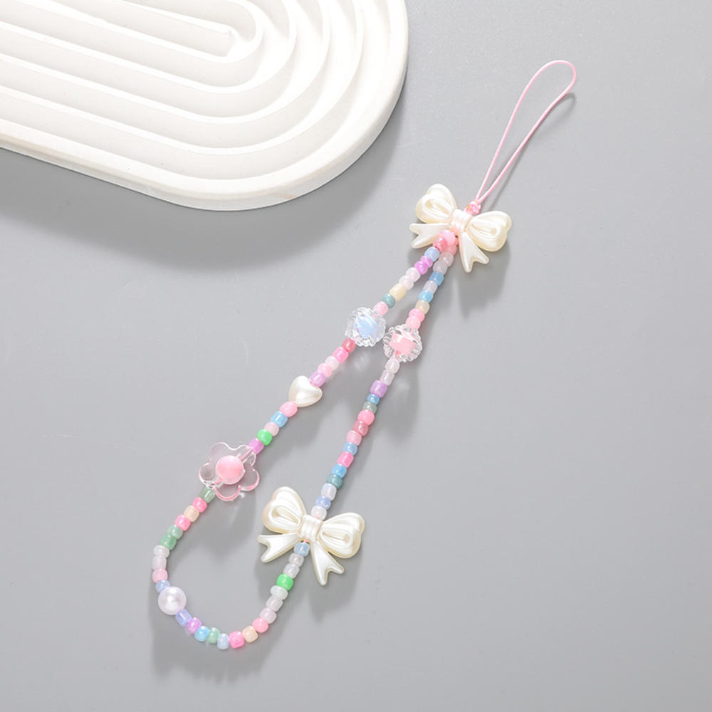Phone Cute Bowknot Ice Cream Pendant Phone Chain Mobile Phone Charm Strap Lanyard Keychain For Iphone Accessory Women Jewelry