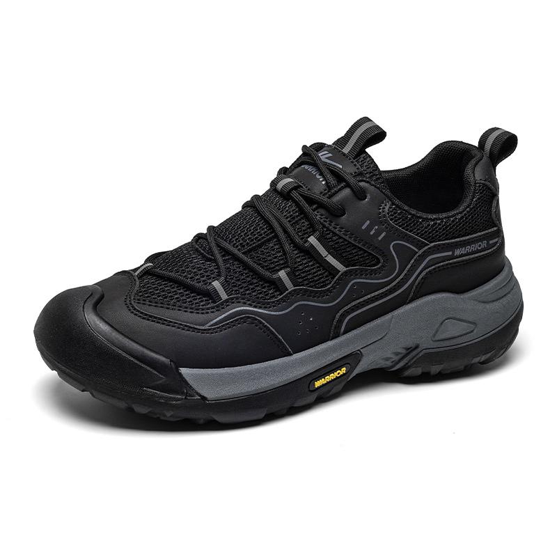 Warrior Hiking Shoes Fashion Simple Retro Versatile Sports Casual Lightweight Durable Non-Slip Low-Top Dad Shoes Men sneaker Black WXY(S)-4756N03