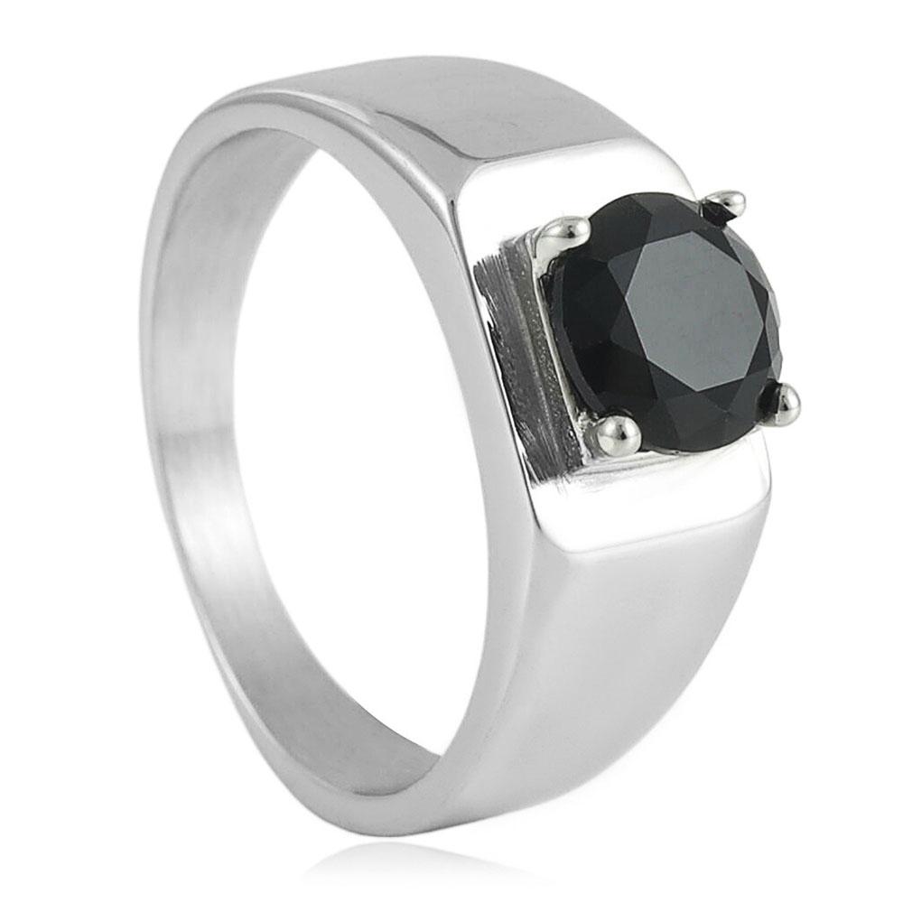

Stainless Steel Multi-color Stone Ring Trendy Men and Women Simple and Fashionable Gemstone Ring Titanium Steel Ring 7