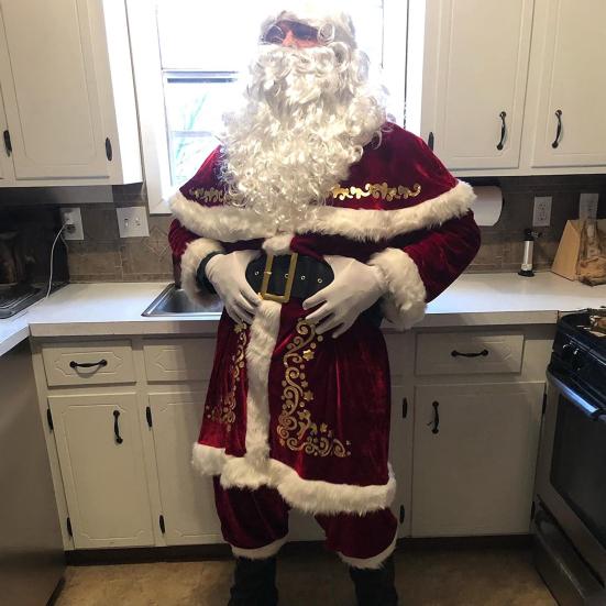 Santa Claus Costume Set Velvet Adult Suit Traditional Red Velvet Santa Ensemble Complete Accessories Performances Clothes