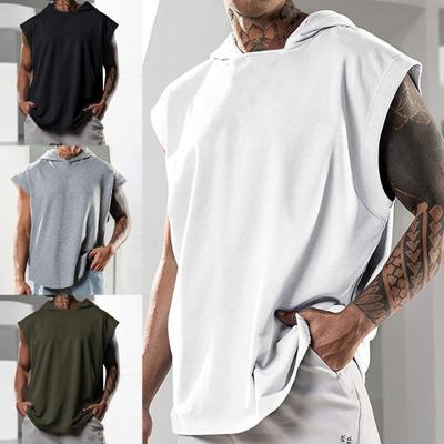 Men's Wide Shoulder Sleeveless T-shirt Vest Men's Fitness Top Summer T-shirt Exercise Gym Bodybuilding Top