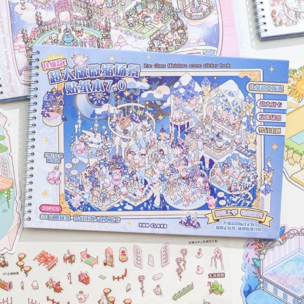 Large Size 3D Scene Sticker Horizontal Stacking Sticker Book Mini Scenery Stickers  Children Gifts