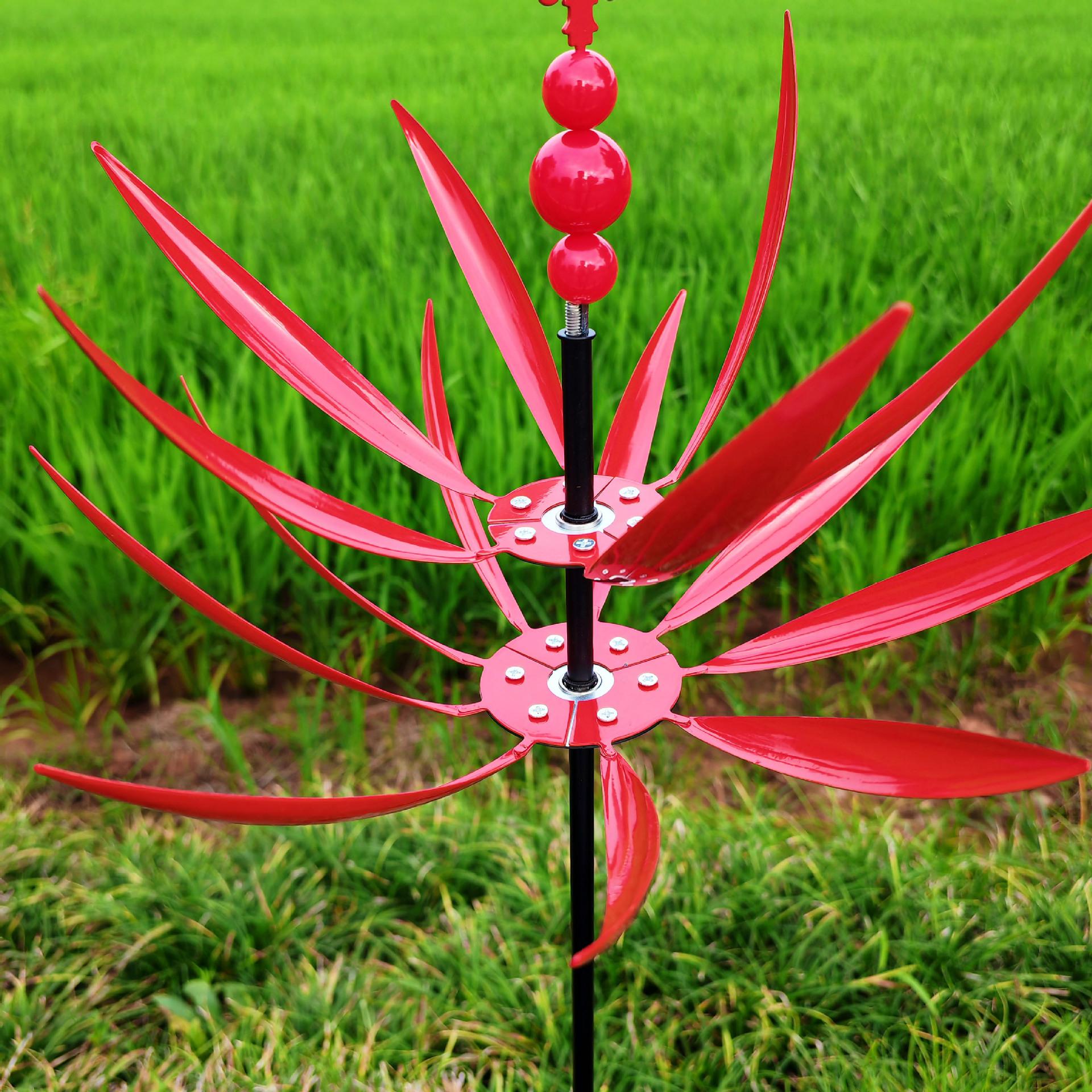 

Halo Wind Rotating Iron Underground Windmill Garden Halo Wind Rotating Home Garden Decoration красный