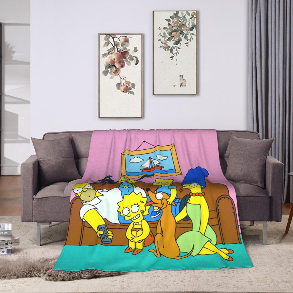 Blanket The S-Simpsons Travel Office Flannel Bedding Throws For Couch Chair Super Warm Design Bedspread Birthday Present