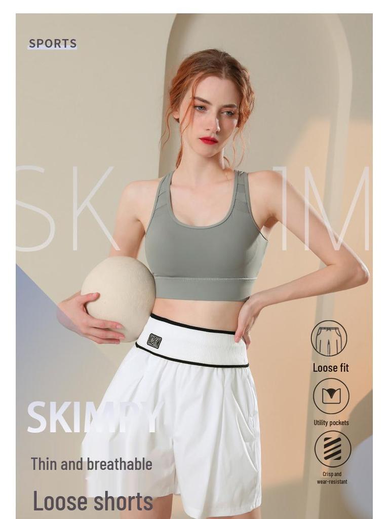 Women's High-Waist Quick-Dry Slimming Yoga Shorts - Loose Fit, Anti-Exposure, Faux Layer Fitness Pants