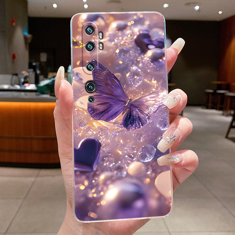Phone Case For Xiaomi Mi cc9 Pro/Mi Note 10/Mi Note 10 Pro Butterfly Bow Protective Casing Transparent Soft Silicone TPU Cover