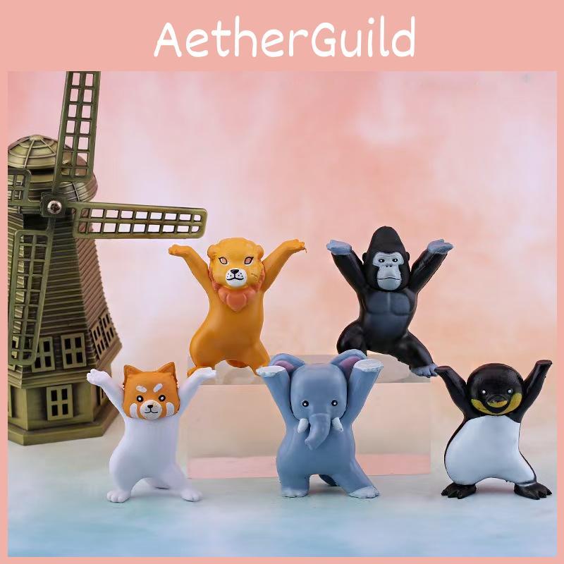 Adorable Pvc Cartoon Animal Figurines Featuring Elephant Gorilla Lion Penguin For Collectors