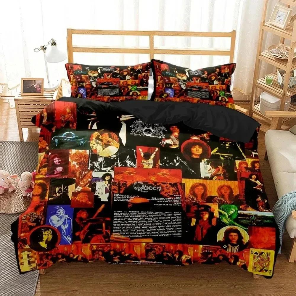Comforter 3D Print Rock Band Queen Bedding Set Boys Girls Twin Queen Size Bed Kids Adult Fashion Home Textileextile