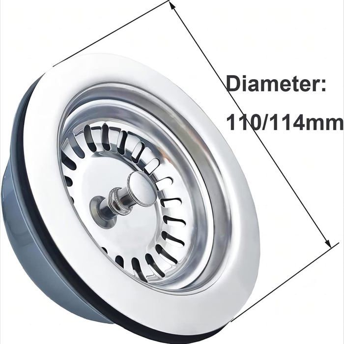 Bonde d'évier - AIMOONSA - ø114 mm 1½" - Sans trop-plein - Acier inox + ABS - Finition satinée