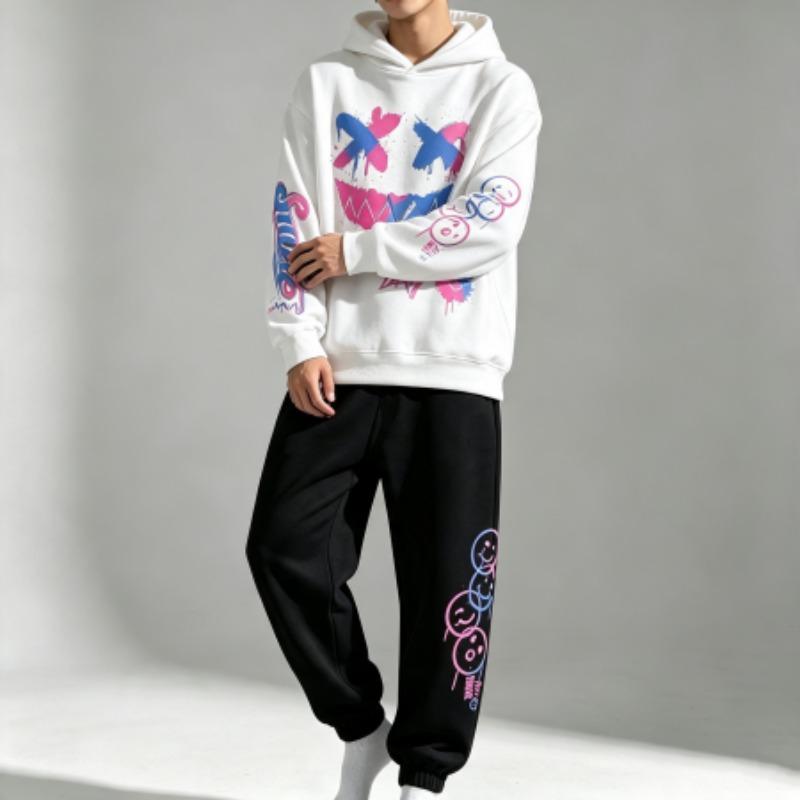Felpa per Bambini con Stampa Graffiti Lettera Felice Giorno Sorriso Street Hip Hop Felpa con Cappuccio Felpe alla Moda Abbigliamento Vintage per Ragazzo Ragazza