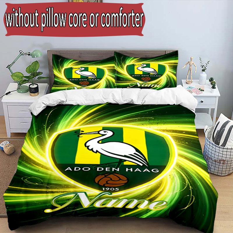 3pcs Duvet Cover Set (1*Duvet Cover + 2*Pillowcase, Without Core), Custom Name ADO Den Haag Pattern Bedding Set, Home Bedroom Decor Gift