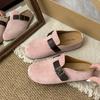 Baotou buckle flat slippers women's 2025 new retro fashion temperament casual single shoes comfortable half slippers women