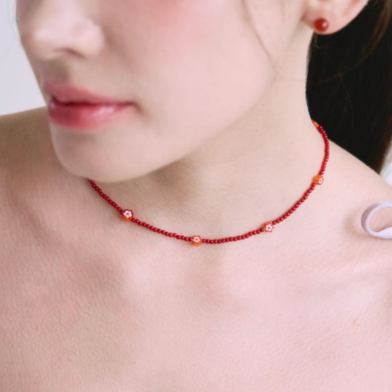 NUOY Petite Red Flower Necklace