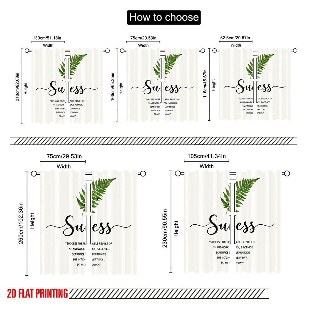 2pcs 2D flat printing Curtain Success Fern Plant Watercolor Polyester Without Electricity Seasonal Party & Holiday Decor for