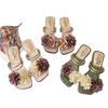 2025 summer Korean version of the national style flower green slippers purchase fashion flat bottom with two sandals