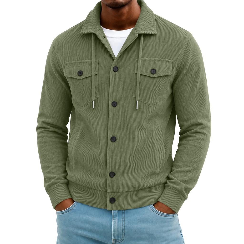 Men's Corduroy Cardigan Long Sleeve Casual Jacket for Everyday Wear