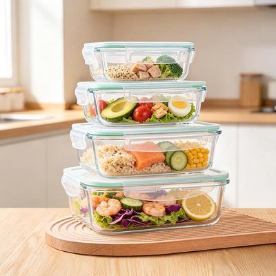 Mittagessensbehälter aus hochborosilicate Glas mit Deckel: Mikrowellengeeignete Outdoor-Reisschale & Lebensmittelaufbewahrungslösung