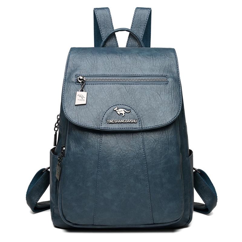 Women's 2023 Soft Lambskin Backpack – Versatile Double Shoulder Bag with Large Capacity, Stylish for College Students and Casual Use.