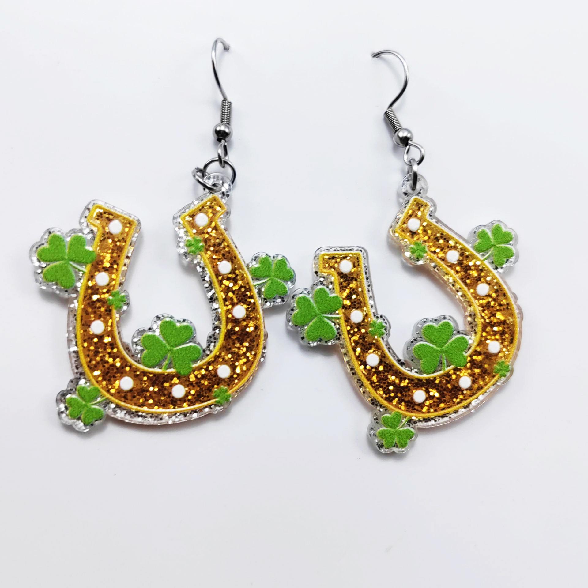 St. Patrick s Day Acrylic Letter Earrings - New Style