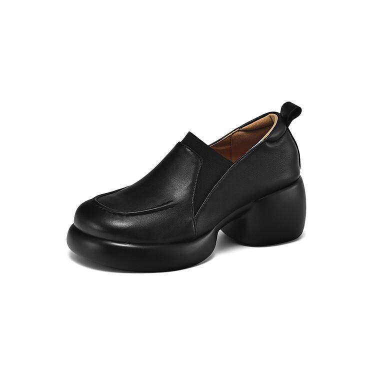 Fashion NEW Spring Autumn Sheep Leather Women Shoes Fashion Round Toe Platform Shoes for Women Loafer Women Pumps High Heel Zaptos Mujer